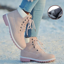 Load image into Gallery viewer, New Winter Women Ankle Snow Boot Leather Fur Wedges Warm Plush Rubber Platform Lace Up Sexy Punk Black Ladies Shoes Botas Mujer