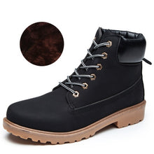 Load image into Gallery viewer, New Winter Women Ankle Snow Boot Leather Fur Wedges Warm Plush Rubber Platform Lace Up Sexy Punk Black Ladies Shoes Botas Mujer