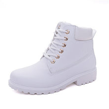 Load image into Gallery viewer, New Winter Women Ankle Snow Boot Leather Fur Wedges Warm Plush Rubber Platform Lace Up Sexy Punk Black Ladies Shoes Botas Mujer