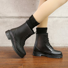 Load image into Gallery viewer, Dwayne Women's Rainboots Waterproof Shoes Woman Mud Water Shoes Rubber Lace Up PVC Ankle Boots Sewing Solid Fashion Rain Boots