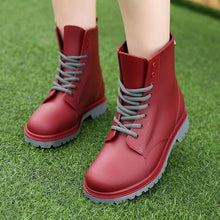 Load image into Gallery viewer, Dwayne Women's Rainboots Waterproof Shoes Woman Mud Water Shoes Rubber Lace Up PVC Ankle Boots Sewing Solid Fashion Rain Boots