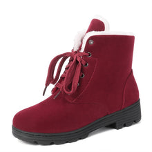Load image into Gallery viewer, Smeeroon winter snow boots 2020 new arrival women's ankle boots lace up shoes round toe flock wholesale black ladies boots