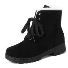 Load image into Gallery viewer, Smeeroon winter snow boots 2020 new arrival women's ankle boots lace up shoes round toe flock wholesale black ladies boots