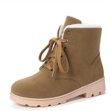 Load image into Gallery viewer, Smeeroon winter snow boots 2020 new arrival women's ankle boots lace up shoes round toe flock wholesale black ladies boots