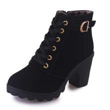 Load image into Gallery viewer, Plus Size 35-43 Winter Casual Women Pumps Warm Ankle Boots Waterproof High Heels Snow Martin Shoes Botas  Patent  Botas Muje A05