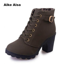 Load image into Gallery viewer, Plus Size 35-43 Winter Casual Women Pumps Warm Ankle Boots Waterproof High Heels Snow Martin Shoes Botas  Patent  Botas Muje A05
