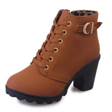 Load image into Gallery viewer, Plus Size 35-43 Winter Casual Women Pumps Warm Ankle Boots Waterproof High Heels Snow Martin Shoes Botas  Patent  Botas Muje A05