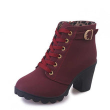 Load image into Gallery viewer, Plus Size 35-43 Winter Casual Women Pumps Warm Ankle Boots Waterproof High Heels Snow Martin Shoes Botas  Patent  Botas Muje A05